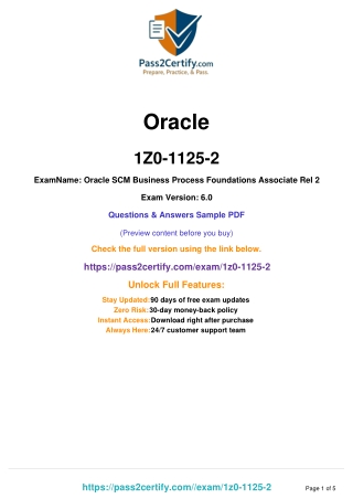 Oracle 1Z0‑1125‑2 SCM Business Process Foundations Associate Exam Q&A