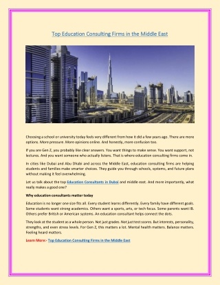 Top Education Consulting Firms in the Middle East