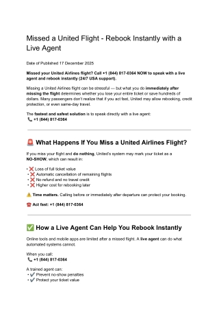 Missed a United Flight - Call to Rebook Instantly with a Live Agent US 2025