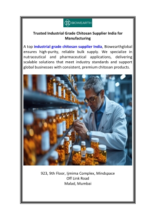 Trusted Industrial Grade Chitosan Supplier India for Manufacturing