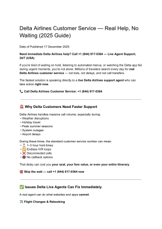 Delta Airlines Customer Service - 24/7 international ticket booking number