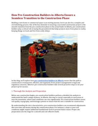 How Pre-Construction Builders in Alberta Ensure a Seamless Transition to the Construction Phase