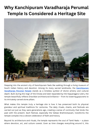 Why Kanchipuram Varadharaja Perumal Temple Is Considered a Heritage Site