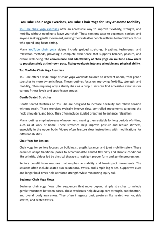 YouTube Chair Yoga Exercises, YouTube Chair Yoga for Easy At-Home Mobility