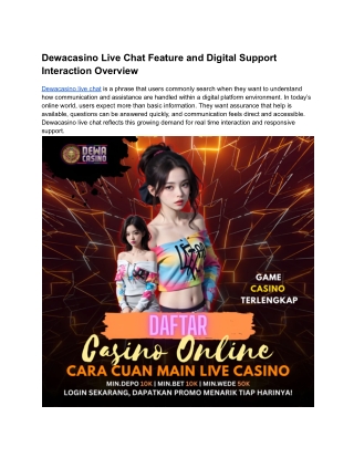 Dewacasino Live Chat Feature and Digital Support Interaction Overview