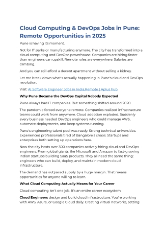 Cloud Computing & DevOps Jobs in Pune