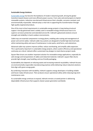 Sustainable Energy Solutions