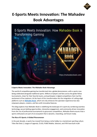 E-Sports Meets Innovation The Mahadev Book Advantages