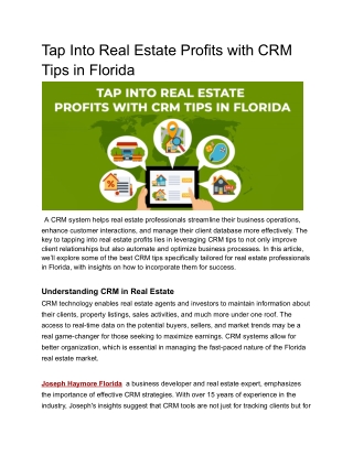 Florida Real Estate Profits Made Simple with CRM Strategies