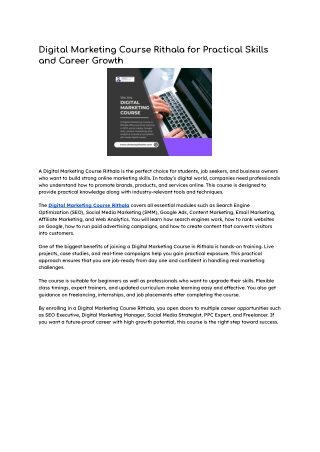 Digital Marketing Course Rithala for Practical Skills and Career Growth