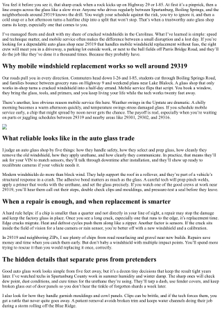 Auto Glass Shop near 29319 Offering Reliable Mobile Windshield Replacement