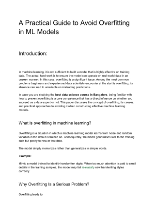 A Practical Guide to Avoid Overfitting in ML Models