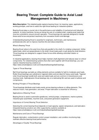 Bearing Thrust: Complete Guide to Axial Load Management in Machinery