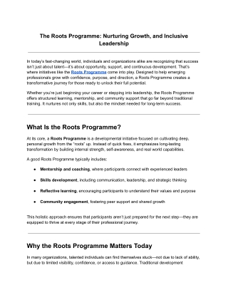 The Roots Programme_ Nurturing Growth, and Inclusive Leadership