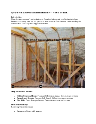 Spray Foam Removal and Home Insurance – What’s the Link?