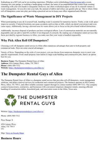 Do It Yourself Projects Made Easy with Allen Roll Off Dumpsters