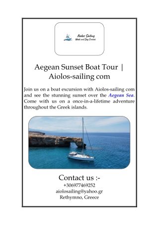 Aegean Sunset Boat Tour