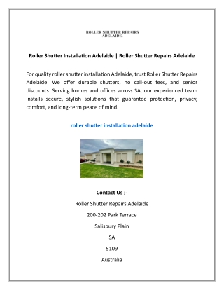 Roller Shutter Installation Adelaide | Roller Shutter Repairs Adelaide