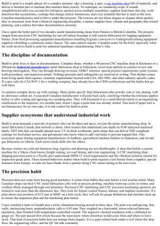 Why Canadian Manufacturers Excel at Build-to-Print Projects