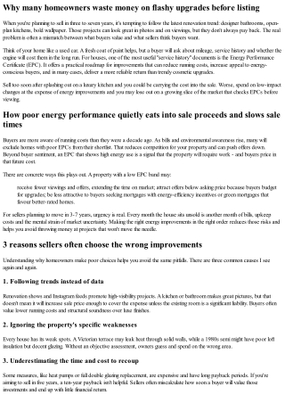 How to Use EPC Assessments to Make Smart Home Improvements Before You Sell