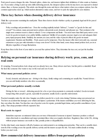 How the Cheapest Legal Insurance for Delivery Drivers Changes During Peak Parcel