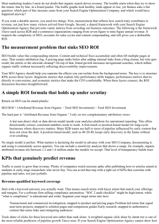 Measuring ROI with Your Search Engine Optimization Company: KPIs That Matter