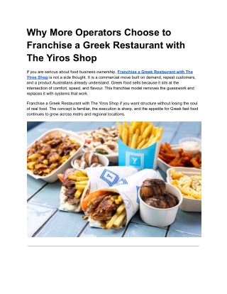 Why More Operators Choose to Franchise a Greek Restaurant with The Yiros Shop