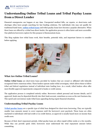Understanding Online Tribal Loans and Tribal Payday Loans from a Direct Lender
