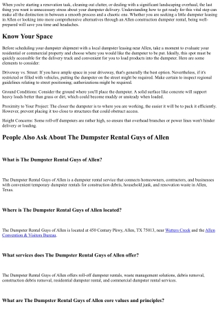 How to Prepare for Your Dumpster Shipment in Allen