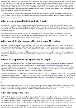 Rock Chip Repair Greensboro: DIY vs. Professional Service