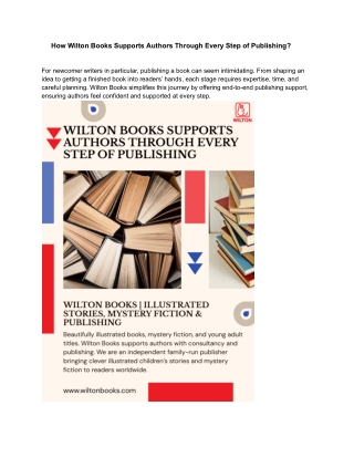 How Wilton Books Supports Authors Through Every Step of Publishing ?
