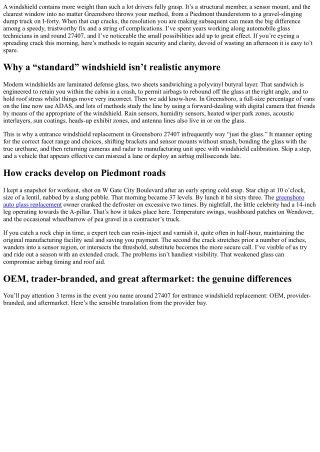 Front Windshield Replacement Greensboro 27407: Safety & Clarity