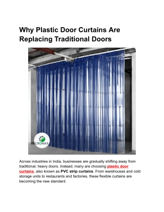 Why Plastic Door Curtains Are Replacing Traditional Doors in Modern Industries