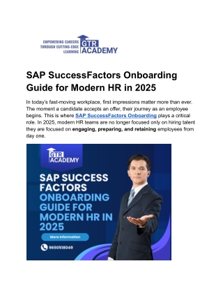 SAP SuccessFactors Onboarding Guide for Modern HR in 2025