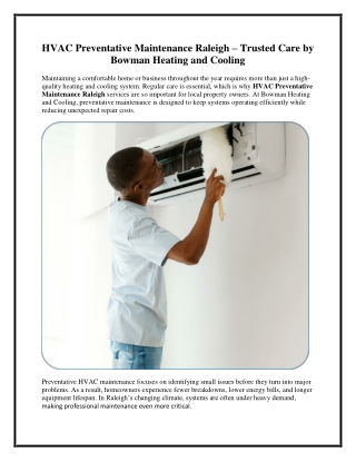 HVAC Preventative Maintenance Raleigh | Bowman Heating and Cooling