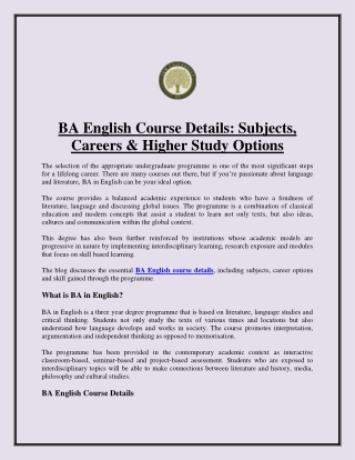 BA English Course Details: Subjects, Careers & Higher Study Options