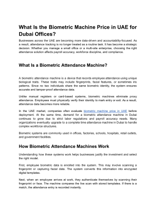 What Is the Biometric Machine Price in UAE for Dubai Offices