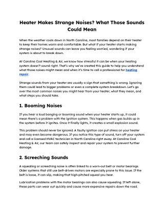 Common Heater Noises and When to Call an HVAC Professional | Carolina Cool