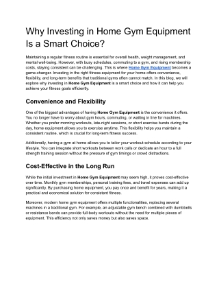 Why Investing in Home Gym Equipment Is a Smart Choice