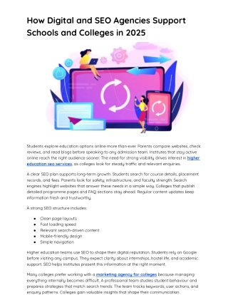 How Digital and SEO Agencies Support Schools and Colleges in 2025