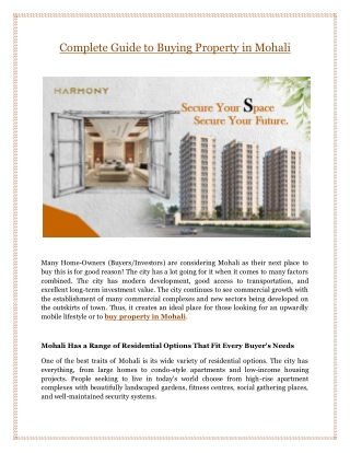 Complete Guide to Buying Property in Mohali