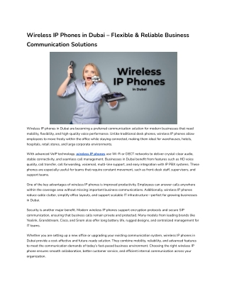 Wireless IP Phones in Dubai – Flexible & Reliable Business Communication Solutions