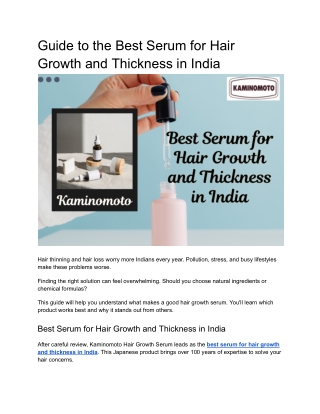 Best Serum for Hair Growth and Thickness in India
