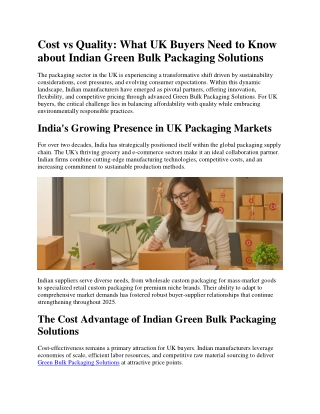 Role of Green Bulk Packaging Solutions in Building Cleaner Global Supply Chain