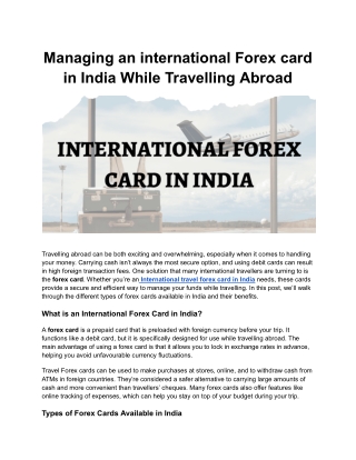 international Forex card in India