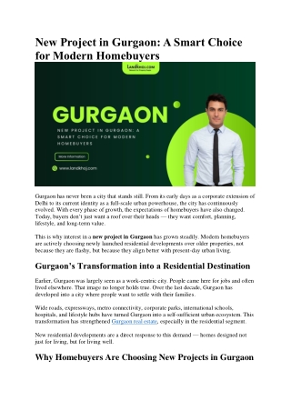 New Project in Gurgaon: A Smart Choice for Modern Homebuyers