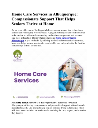 Home Care Services in Albuquerque Compassionate Support That Helps Seniors Thrive at Home