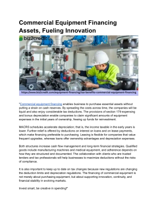 Tax-Savvy Commercial Equipment Financing Tips