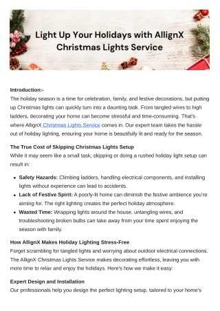 Light Up Your Holidays with AllignX Christmas Lights Service