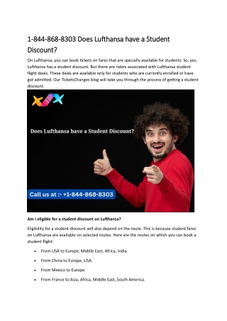 1-844-868-8303 Can I get a Lufthansa student discount?